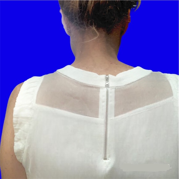 NWT Sandro Paris Silk Top Blouse Shirt Lightweight Mesh Lace Tunic Gift - Picture 3 of 4